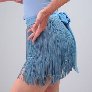 NWOT Fringe Detail Sky Blue Dancer Or Cover Up Skirt